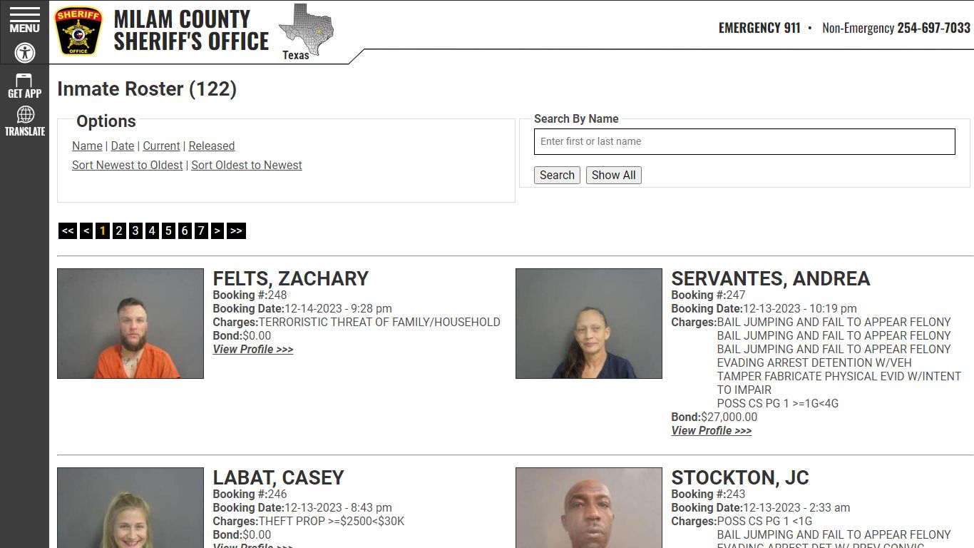 Inmate Roster (121) - Milam County Sheriff TX